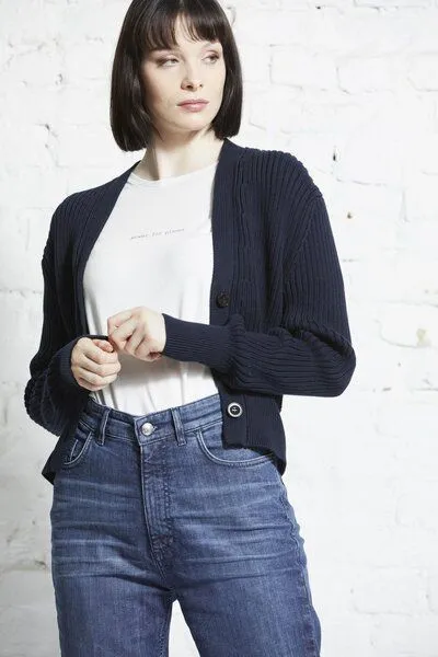 Wunderwerk Wunderwerk Rib cardigan cropped, 695 - old navy (blau), – Produktbild 2 von 4