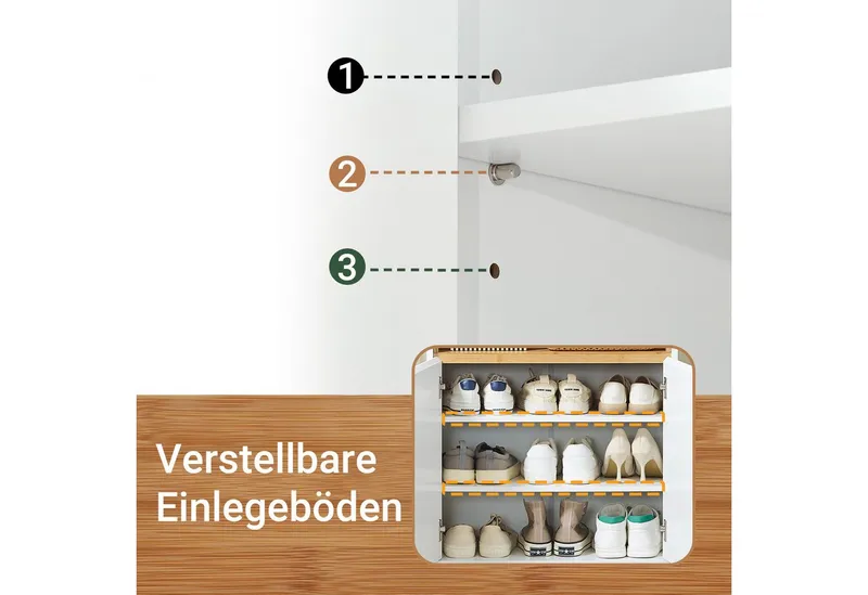 SoBuy Kommode FSB97, Sideboard Küchenschrank Flurschrank Küchekommode Aufbewahrungsschrank, Weiß, – Produktbild 5 von 5