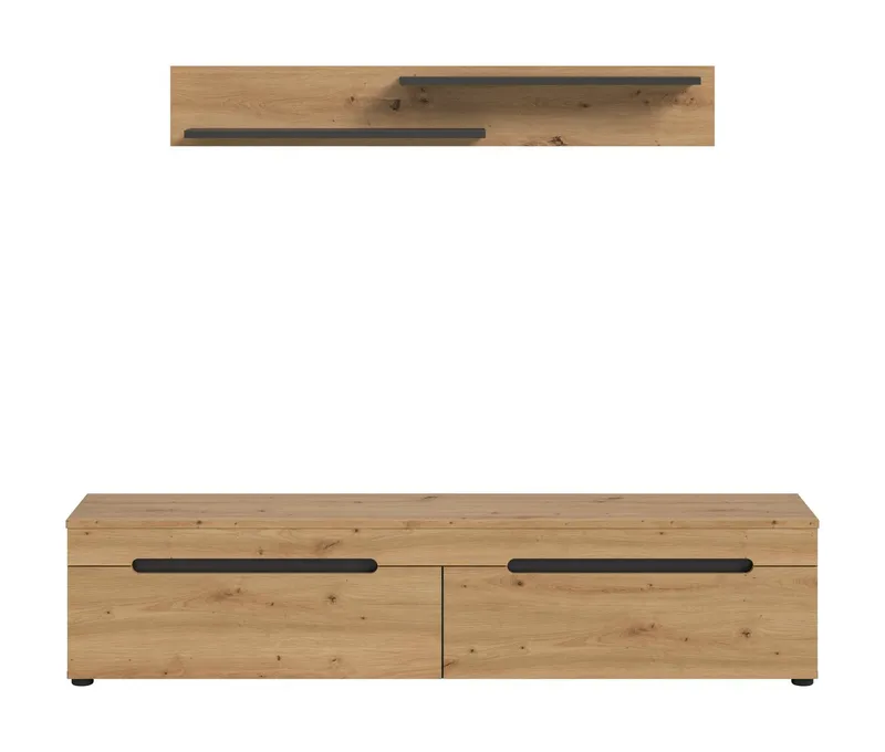 furnling Lowboard Cano (2 St., mit Wandboard), TV Schrank, TV Element, Breite 170 cm, Basalt grau/Artisan, Beige|grau, – Produktbild 3 von 4