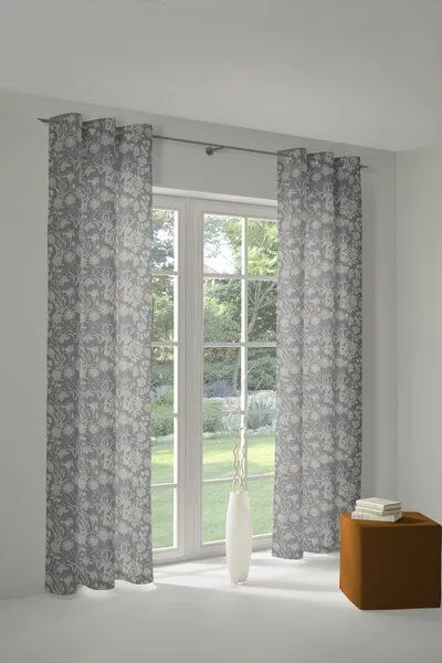 Nature by Adam Nature by Adam Vorhang aus 100% Bio-Baumwolle - Made in Germany - Flower Cuveé Light, Dunkelgrau, – Produktbild 7 von 7