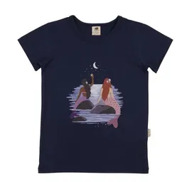 Walkiddy Walkiddy T-Shirt Dunkelblau Meerjungfrau-Frontprint Bio-Baumwolle GOTS – Produktbild 1 von 1
