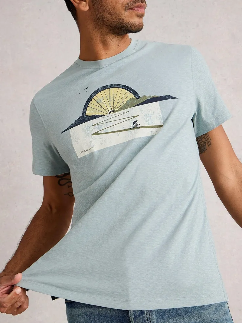 White Stuff Grafik-T-Shirt Abersoch Bike Sun - XXL, Blau print, – Produktbild 1 von 4