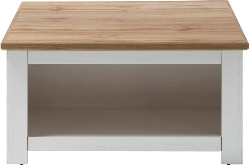 Home affaire Couchtisch Cremona, Beistelltisch, Wohnzimmertisch, Sofatisch, Tisch, Landhausstil, mit offenen Fächern und Stauraumfach, 50 cm hoch, Weiß, – Produktbild 2 von 5