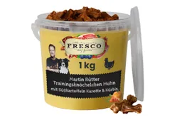 Fresco Dog Martin Rütter Trainingsknöchelchen 1kg, Hunde Leckerli Huhn mit Süßkartoffeln, Karotten & Kürbis, Snack für: Hunde, getreidefrei, zuckerfrei, hoher Fleischanteil – Produktbild 1 von 1