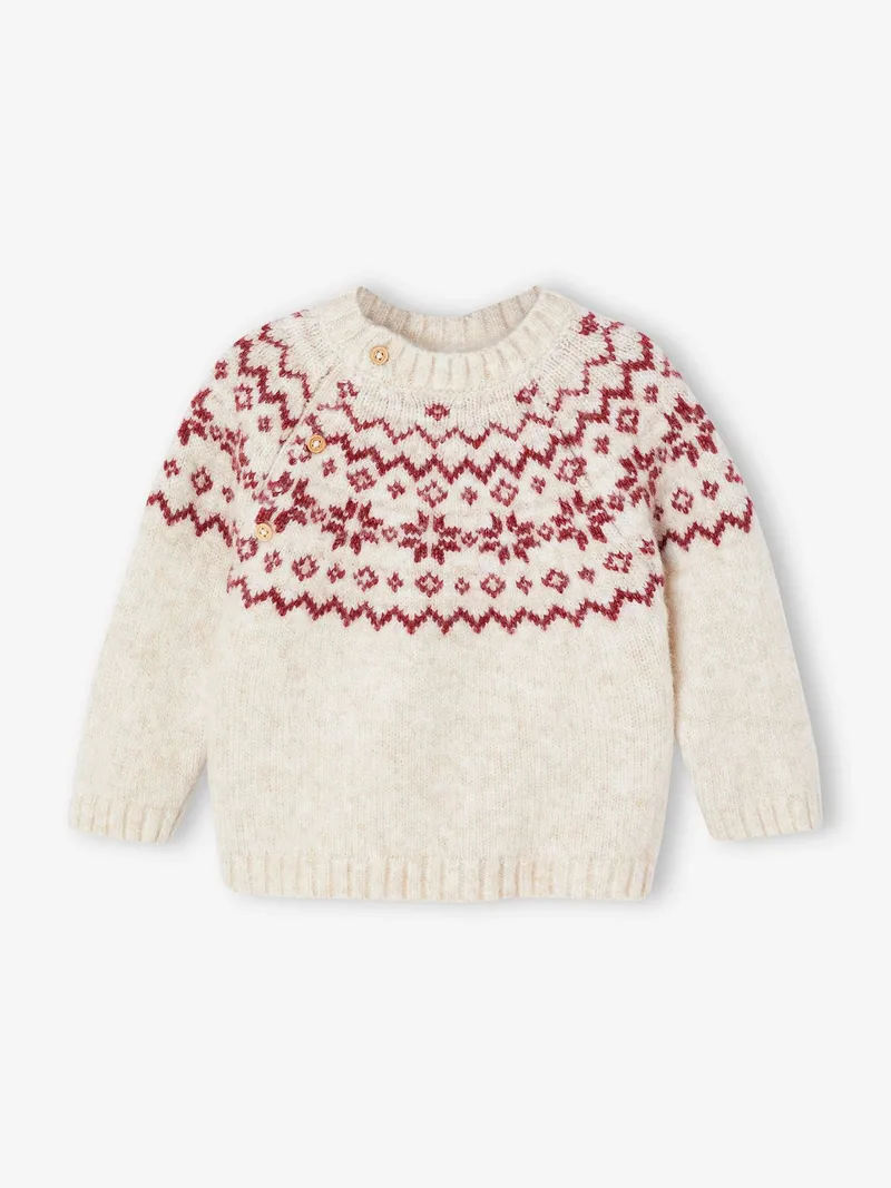 Envie De Fraise Baby Weihnachts-Pullover Jacquardstrick-Capsule ENVIE DE FRAISE, Wollweiß, – Produktbild 2 von 4
