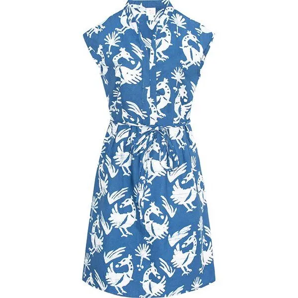 Global Mamas Global Mamas Bio Kleid - RETRO - Rings, Sankofa stone (blau), – Produktbild 1 von 4