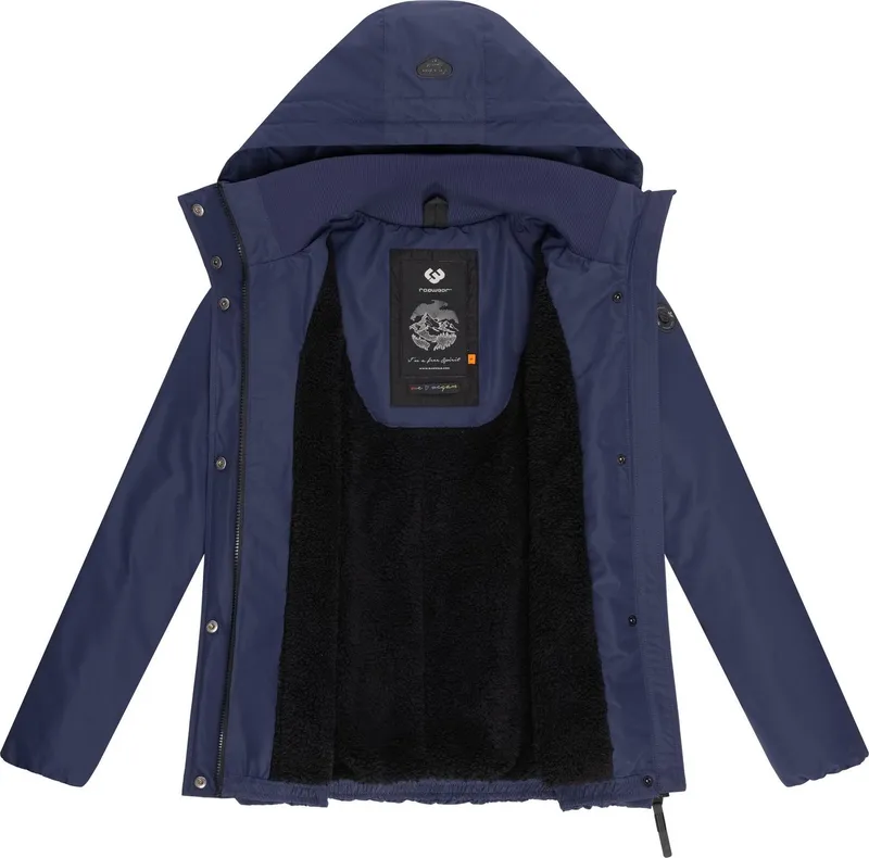 ragwear ragwear Winterjacke Sunniva wasserdichte Winter Damen Jacke mit Teddyfell-Innenfutter, Blau, – Produktbild 1 von 5