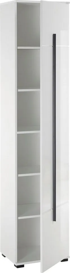 Home affaire Hochschrank Cantara, Badschrank in Hochglanz Weiß, Hochschrank im modernen Design mit schwarzen Griffen, ausreichend Stauraum, Weiß, – Produktbild 8 von 8