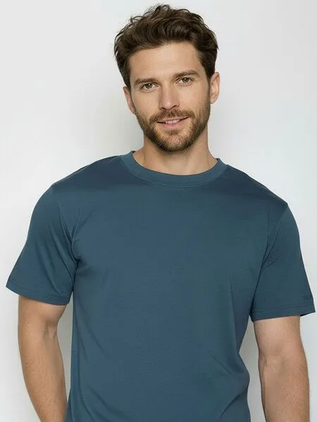 GreenBomb GREENBOMB Basic Fusion - Lässiges Oversize-T-Shirt aus Bio-Baumwolle / GOTS / Fair & Vegan, Blau (blue pine), – Produktbild 2 von 4