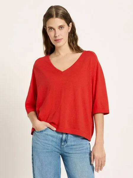 LANIUS LANIUS Strickshirt aus Bio-Baumwolle, Lava red, – Produktbild 1 von 4