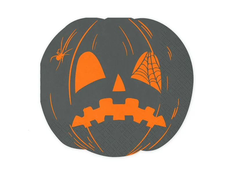 partydeco Papierserviette, Servietten Papier 16,5x15cm Gruselige Kürbisse 20 Stück Orange Schwarz, Orange|schwarz, – Produktbild 1 von 5