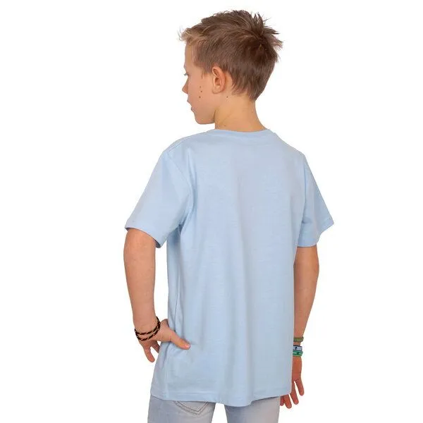 HANDGEDRUCKT HANDGEDRUCKT "Dinos" Unisex Kinder T-Shirt, Lightblue, – Produktbild 2 von 3