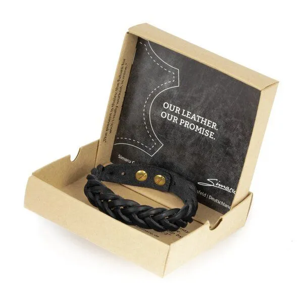 Simaru Simaru Herren-Armband aus Leder geflochten & größenverstellbar, Schwarz, – Produktbild 4 von 4