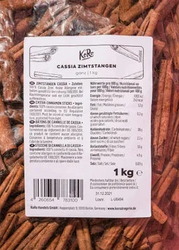 KoRo Cassia Zimtstangen 1 kg – Produktbild 1 von 1