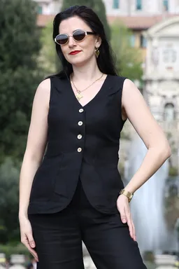 Amber Linen Amber Linen Damen vegan Weste Java Schwarz – Produktbild 1 von 1