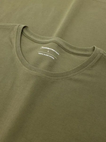 KnowledgeCotton Apparel KnowledgeCotton Apparel Basic T-Shirt, Burned olive, – Produktbild 3 von 3