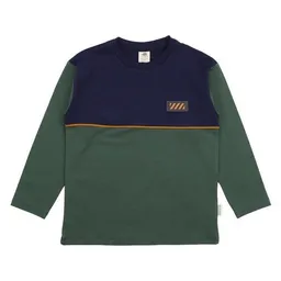 Walkiddy Kinder Langarmshirt GOTS-zertifiziert aus Bio-Baumwolle, Farbblock-Design dunkelblau/grün mit kleinem Motiv – Walkiddy, weich & alltagstauglich – Produktbild 1 von 1