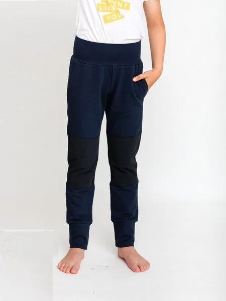 Babbily Babbily Verstellbare Thermohose aus Bio-Baumwolle mit verstärkten Knien - mitwachsend, Blau, – Produktbild 2 von 4