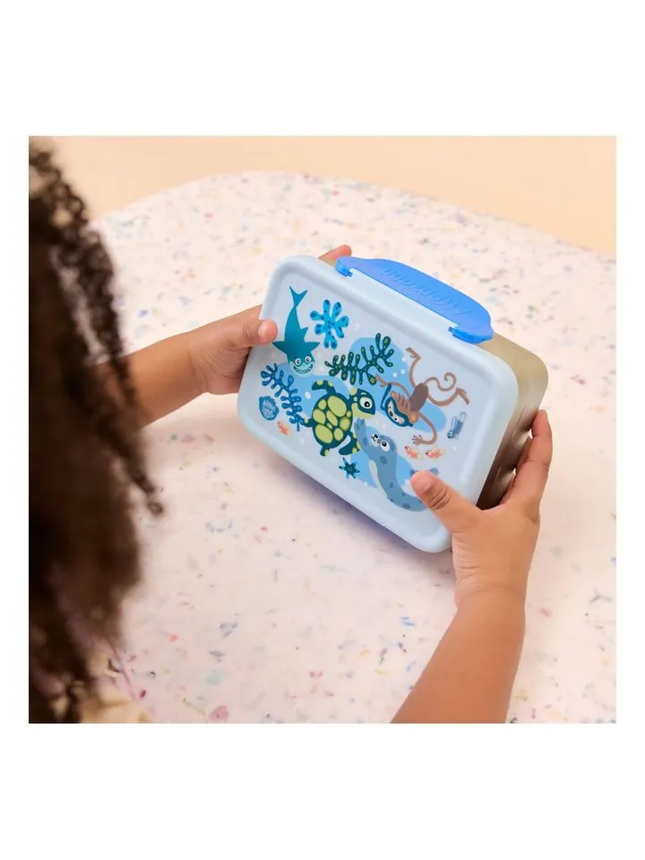Affenzahn Affenzahn Lunchbox Edelstahl Brotdose, Edelstahl, (Edelstahl Brotdose, 2-tlg., 1x Brotdose, 1x Trennfach), spülmaschinengeeignet bis 45 Grad, Handwäsche empfohlen, Blau, – Produktbild 4 von 5