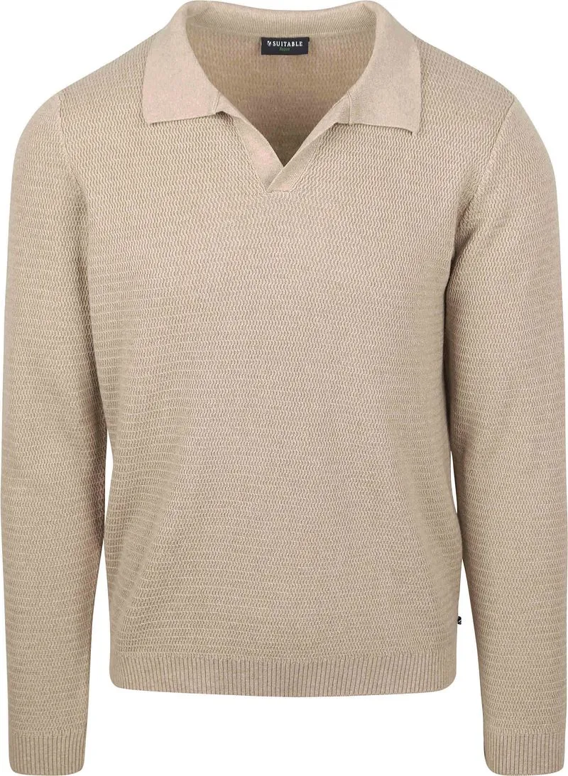 Suitable Suitable Pullover Riva Structure Melange Sand - Größe M, Beige, – Produktbild 2 von 5