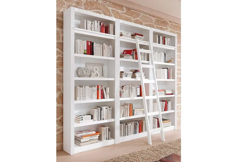 OTTO home Leiterregal Bergen, aus massivem Kiefernholz, mit 6 Trittsprossen, Höhe 188 cm, Weiß, – Produktbild 1 von 4