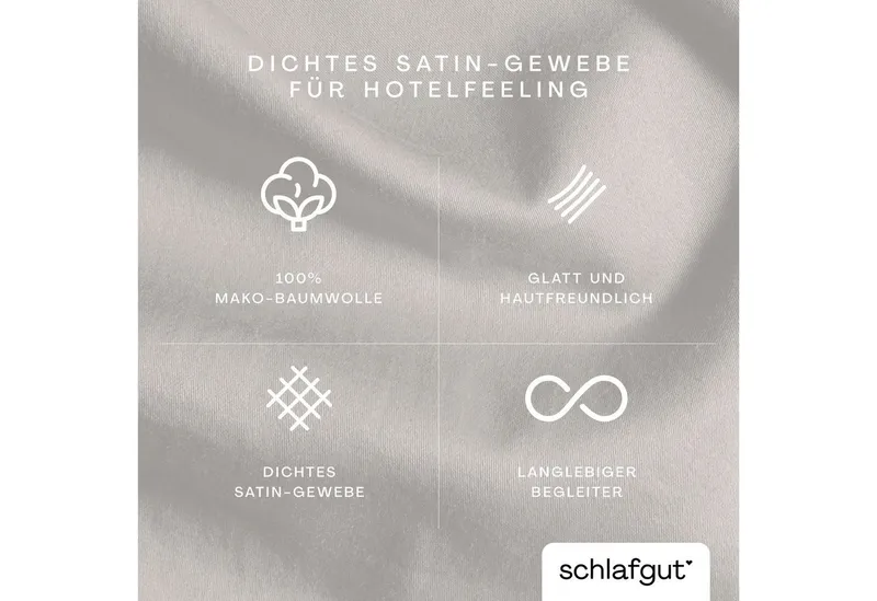 Schlafgut Schlafgut Bettbezug Premium Woven Satin, 100% Baumwolle, Fadendichte 300TC, (1 St), besonders dicht gewebt, Mix & Match: passender Kissenbezug erhältlich, Beige, – Produktbild 3 von 5