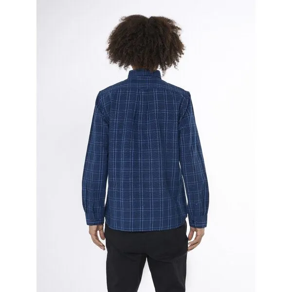 KnowledgeCotton Apparel KnowledgeCotton Apparel Kariertes Hemd aus Bio-Baumwolle und Bio-Leinen, Blau (navy check), – Produktbild 2 von 4