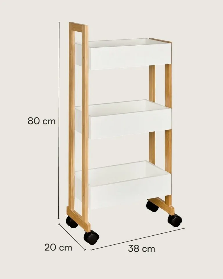shelfmade Küchenwagen Rauma Handwagen Küchenwagen Badregal mit 3 Ablagekörben und Rollen – Produktbild 3 von 5