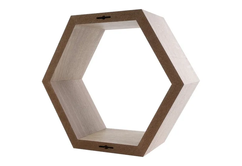 Domax Wandregal Wand‑Regal Sechseck Eiche dekoratives Wandboard in sechseckiger Form – Produktbild 4 von 4