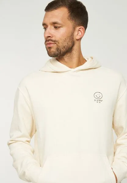 recolution Herren Hoodie aus Bio-Baumwolle (recycled) Mix - OLIVE SMILEY - recolution, Summer sand (natur), – Produktbild 4 von 4
