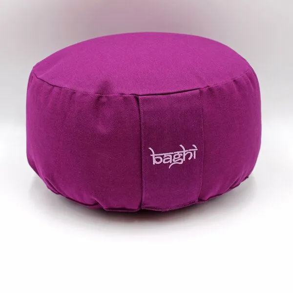 BAGHI BAGHI rundes Meditationskissen basic 15cm hoch - GOTS zertifiziert, Lila, – Produktbild 1 von 4