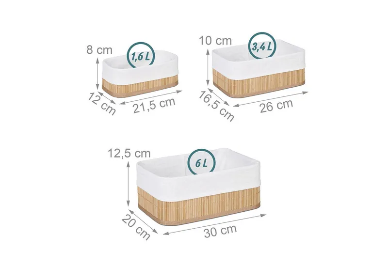 RELAXDAYS RELAXDAYS Aufbewahrungskorb Bad 3 teiliges Set (3 St), Braun, – Produktbild 4 von 8