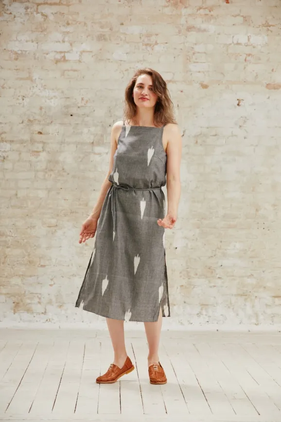 Jyoti - Fair Works Jyoti - Fair Works Damen vegan Kleid Renu Ikat Grau, Grau, – Produktbild 2 von 2