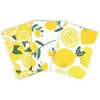 El Puente El Puente Geschirrtücher "Lemon Life", 3er-Set | Fair Trade & Handmade aus Indien, Yellow, – Produktbild 1 von 1
