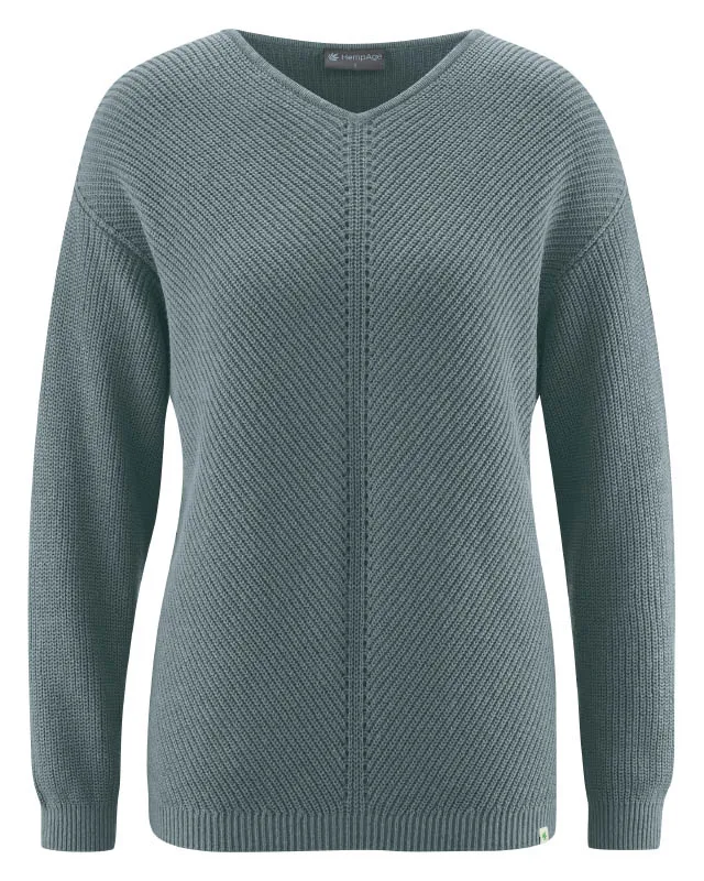 HempAge Hempage Damen vegan Pullover Timeless Titanium, Grau, – Produktbild 1 von 2