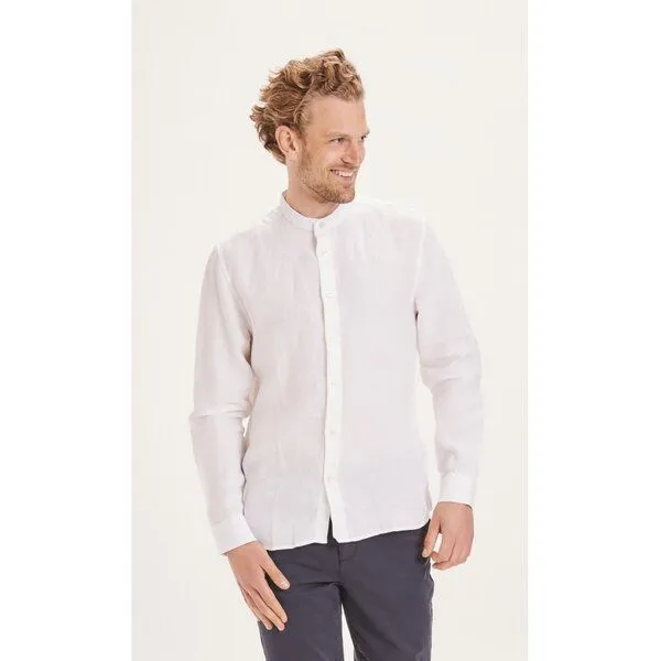 KnowledgeCotton Apparel KnowledgeCotton Apparel Leinenhemd - Custom fit linen stand collar shirt, Weiß (bright white), – Produktbild 1 von 4
