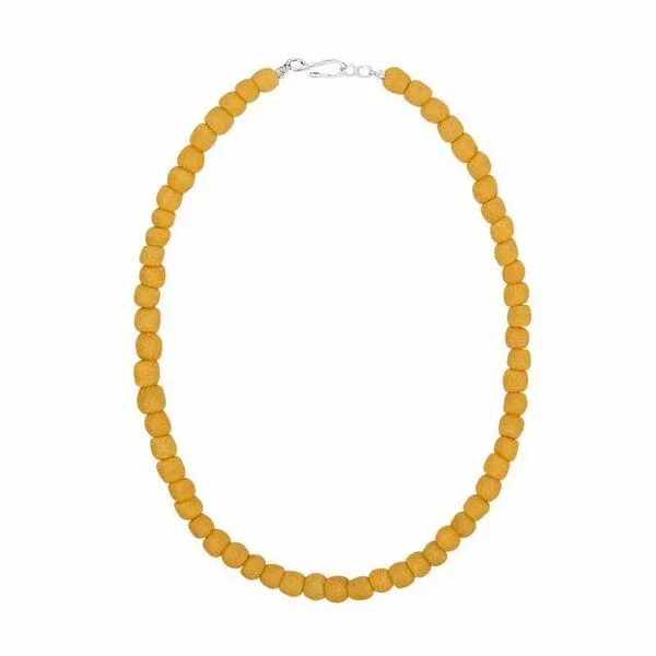 Global Mamas Global Mamas Halskette mit Perlen aus Recycling Glas, 46 cm, Gelb, – Produktbild 1 von 1
