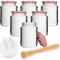 mikken mikken Fermentier Starter Set - 6 Fermentiergläser 720 ml mit Fermentier Gitter, Holzstößel und Deckel – Produktbild 1 von 1