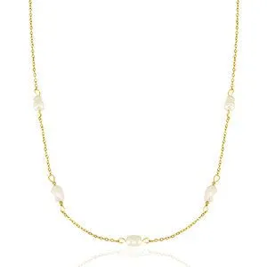 ELEKTROPULLI Feine Kette mit Perlen im BOHO Stil in ca. 45 cm x 1,7mm (inkl. 5 cm Verlängerungskette) von Elektropulli, White, – Produktbild 2 von 3