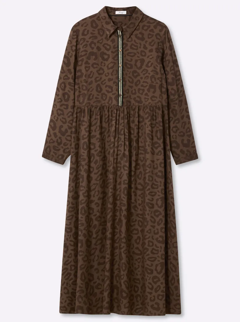 sheego A-Linien-Kleid, Schoko-gemustert, – Produktbild 1 von 2