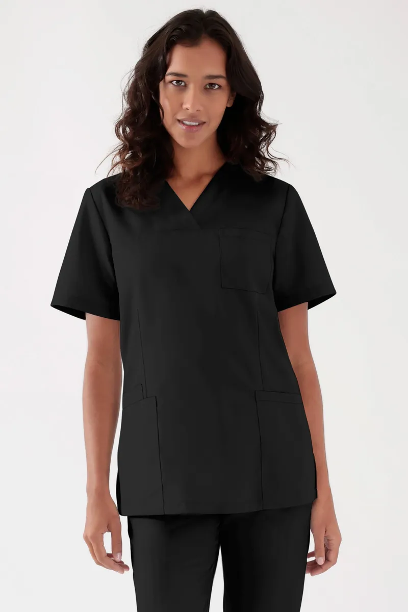 TENCEL™ Schlupfkasack Damen - V-Ausschnitt, schwarz - Berufsbekleidung.de, Schwarz, – Produktbild 1 von 1