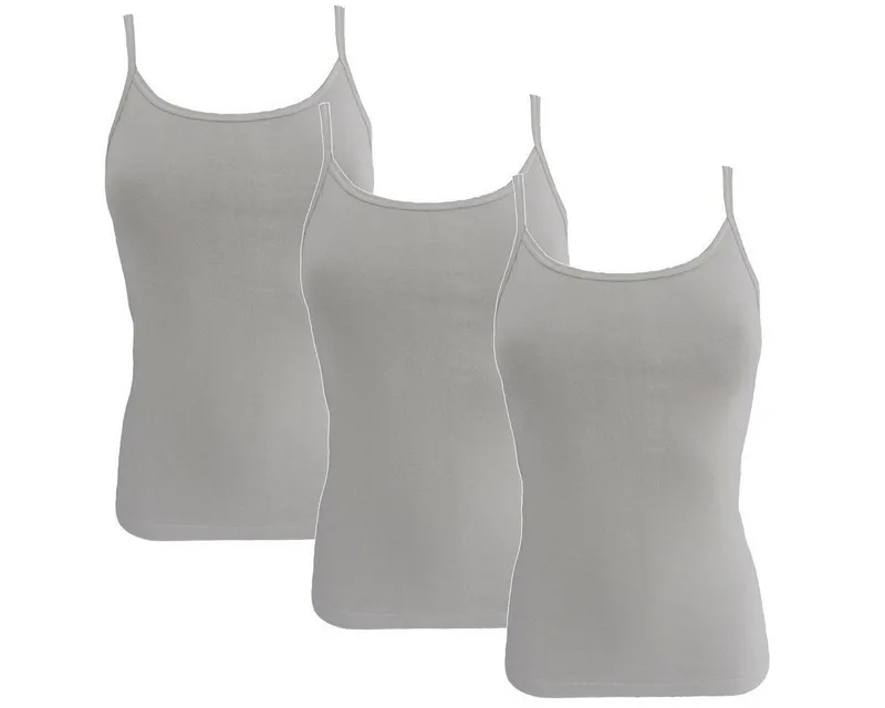 HERMKO Achseltop 1560 (Pack, 3er) Träger Top, Bio-Baumwolle, Spaghettiträger, Shirt, Basic, Grau, – Produktbild 2 von 3