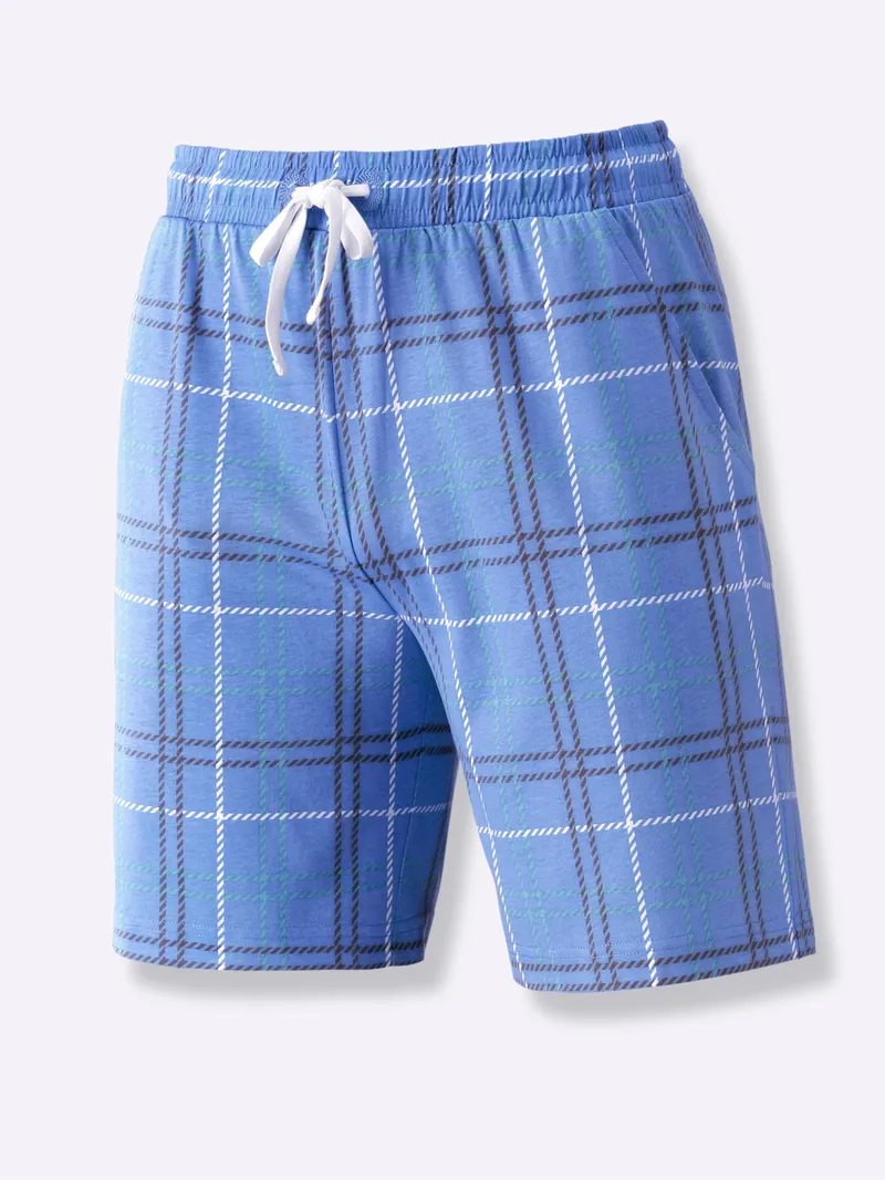 wäschepur men Hose kurz mittelblau-ozean-kariert, Mittelblau-ozean-kariert, – Produktbild 1 von 2