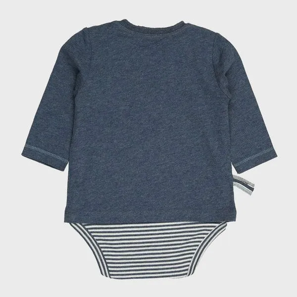 OrganicEra Baby Langarm T-shirt Body 'OrganicEra' aus Bio Baumwolle, Indigo melange (blau), – Produktbild 3 von 4