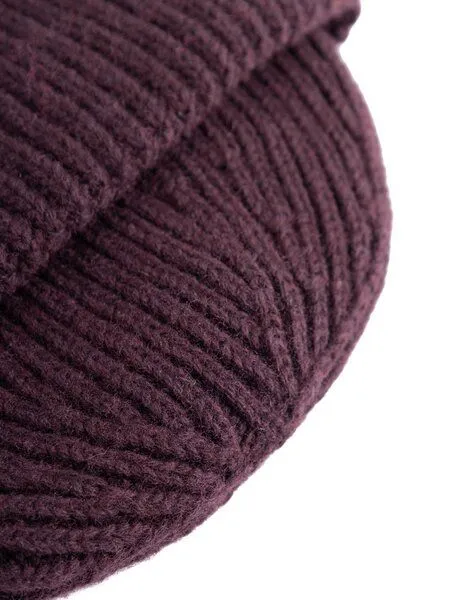KnowledgeCotton Apparel KnowledgeCotton Apparel Low Wool Rib Beanie, Dunkelrot (deep mahagony), – Produktbild 3 von 4