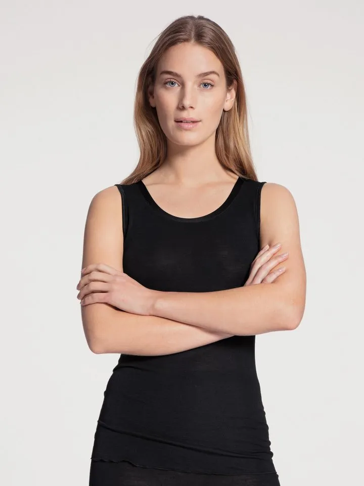 CALIDA CALIDA Tanktop True Confidence Rundhals, atmungsaktiv, wärmend, elastisch, Feinripp-Qualität, Schwarz, – Produktbild 3 von 5