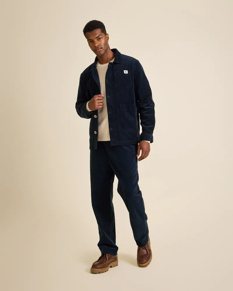 Côtelé Côtelé Herren vegan Plisseehose In Marineblau, Blau, – Produktbild 1 von 2