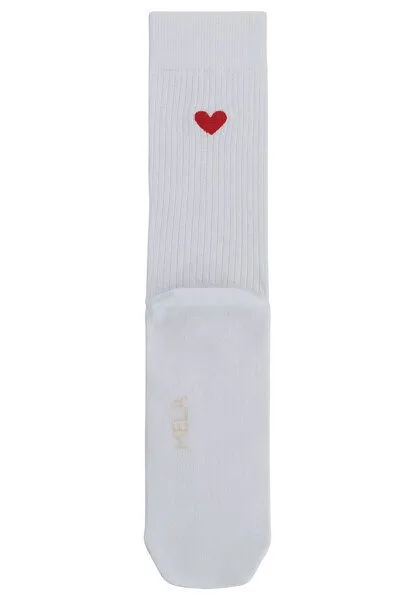 MELA MELA Gerippte Socken Stickerei 1 Paar aus 100% Bio-Baumwolle, Weiss / herz, – Produktbild 2 von 3