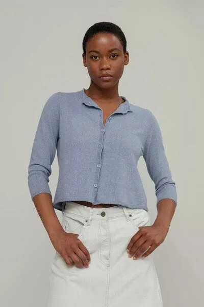 Rifò Rifò Halbarm Cardigan Leda, Blue indigo (blau), – Produktbild 1 von 4
