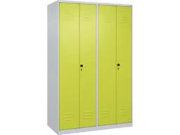 C+P C+P Schwarz-Weiß-Spind Classic PLUS, 4 Abteile, 1850x1200x500mm, Lichtgrau/Clowngrün – Produktbild 1 von 1